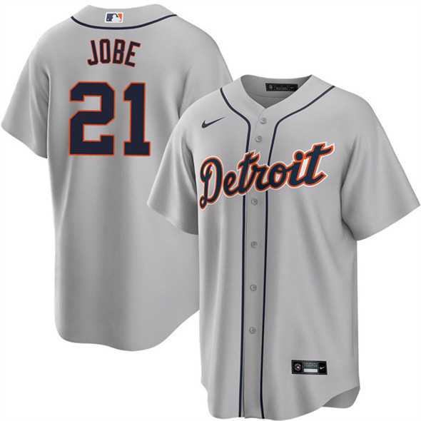 Men%27s Detroit Tigers #21 Jackson Jobe Gray Cool Base Stitched Jersey Dzhi